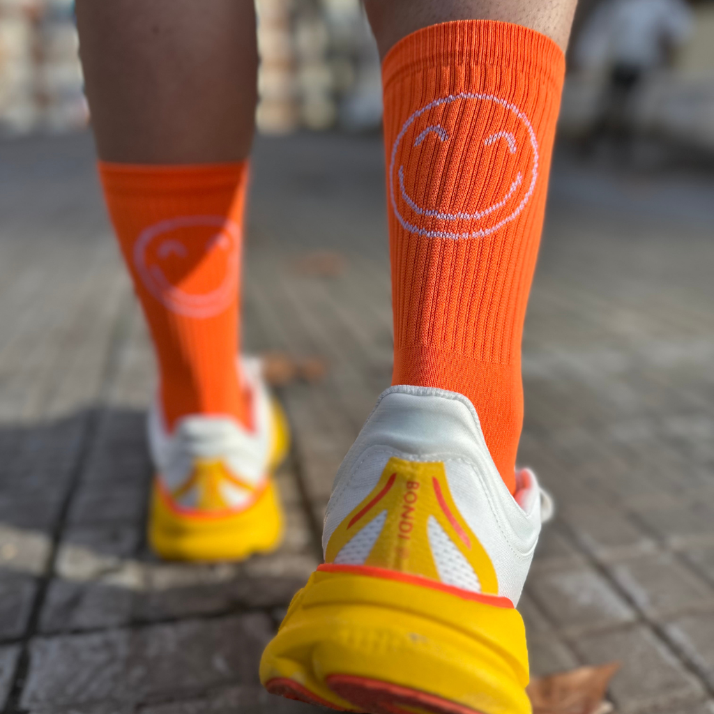 Calcetines Deportivos Happy Basics Naranja Flúor