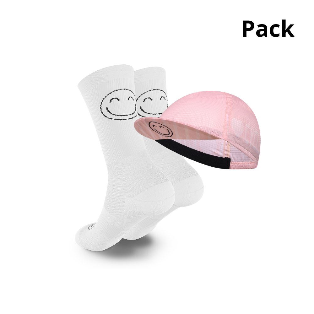 Pack Ciclismo Calcetines "Happy Basics" + Gorra Ciclismo Unisex