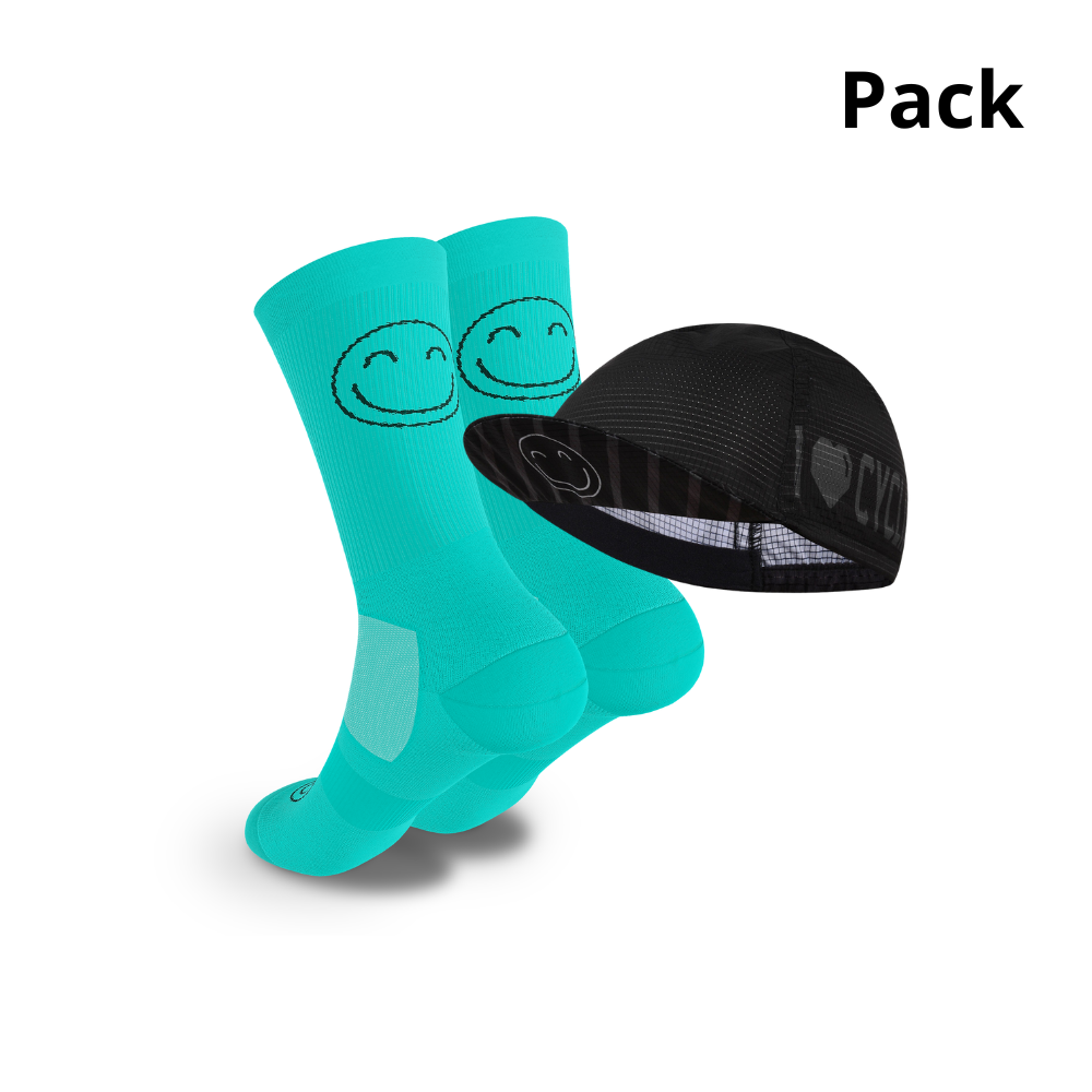 Pack Ciclismo Calcetines "Happy Basics" + Gorra Ciclismo Unisex