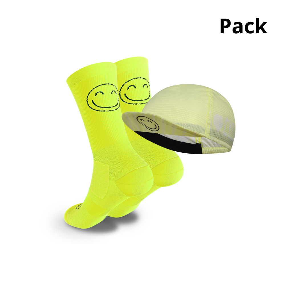 Pack Ciclismo Calcetines "Happy Basics" + Gorra Ciclismo Unisex
