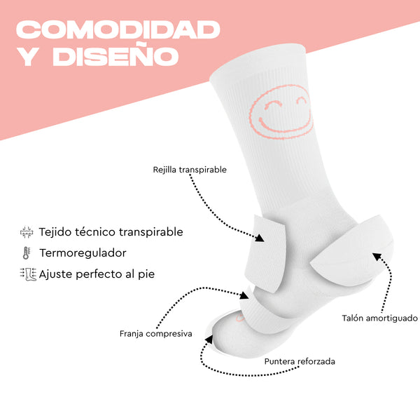 Calcetines Deportivos Happy Basics White&Rose